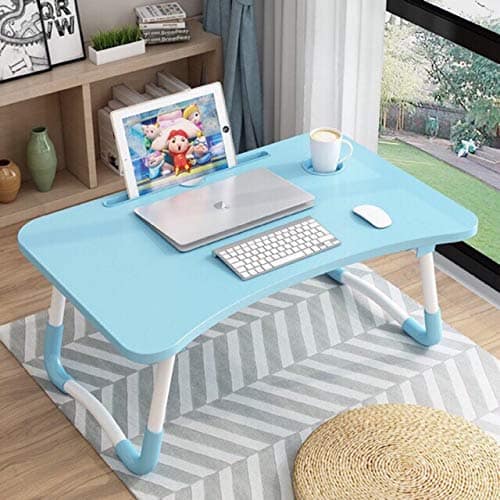 cup table blue color bed foldable multiuse attractive lifestyle view