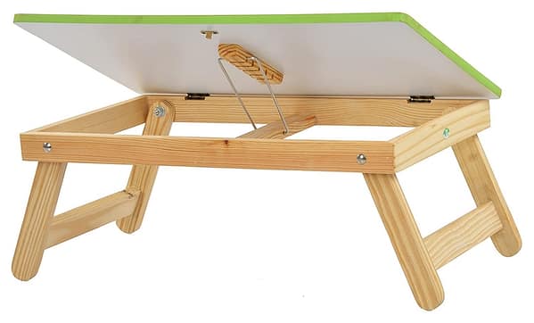 wooden foldable laptop & study table for kids green open view