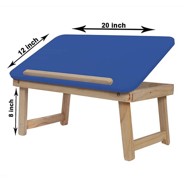 wooden foldable laptop & study table for kids blue open view size