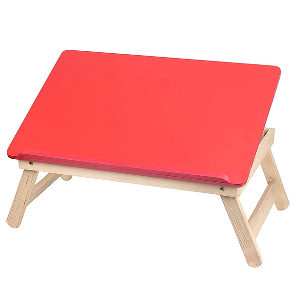 wooden foldable laptop & study table for kids red open view